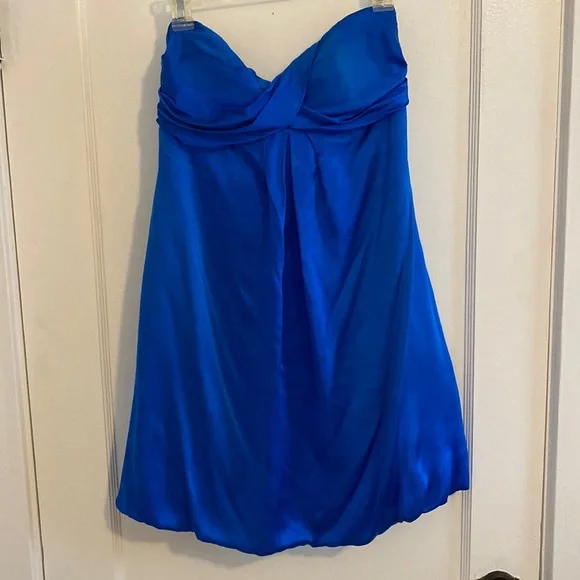 royal blue bubble dress High Neck Long Sleeve Bubble Hem Dress main image 1